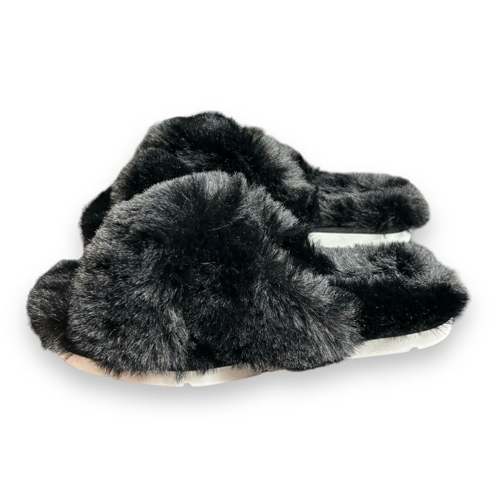 Dolce Vita Women's Fashion Slipper, Black‎ Faux Fur US 6
